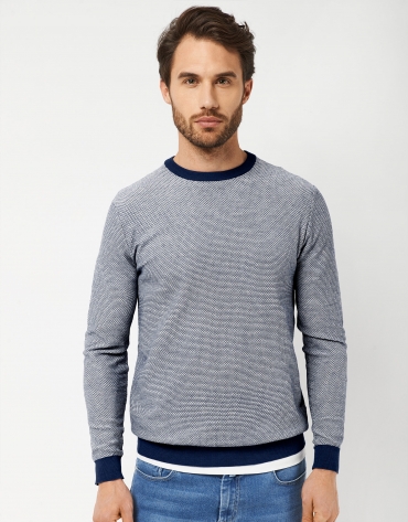 Navy blue and white structured sweater