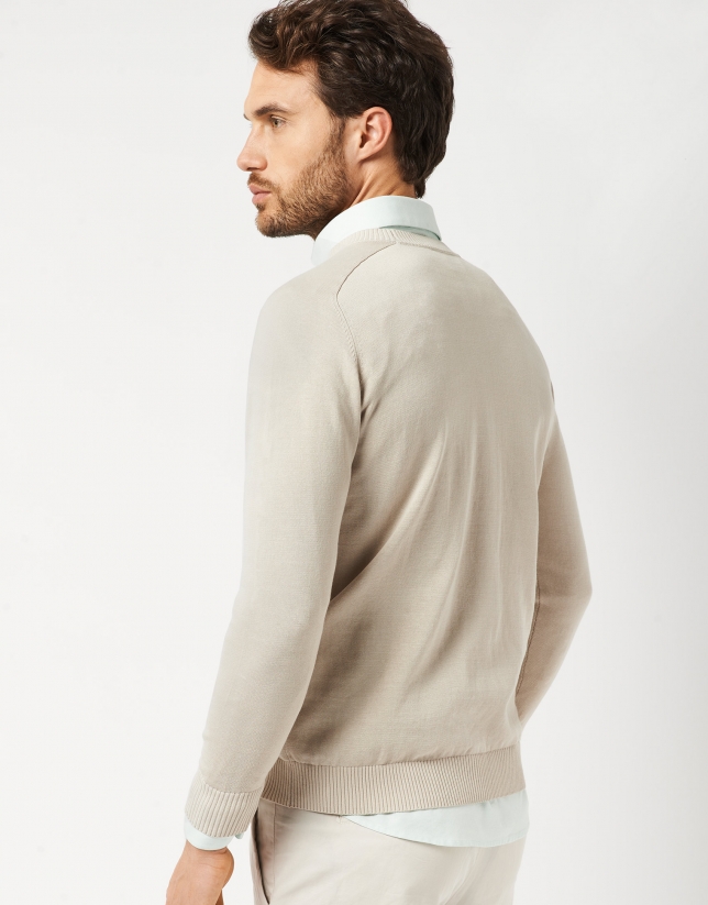 Dyed cream-colored cotton sweater