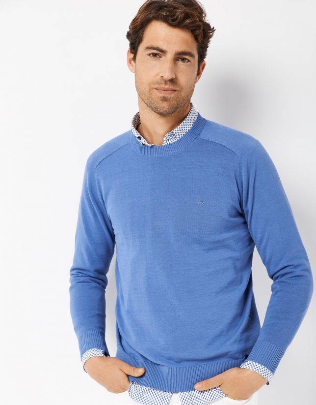 Dyed blue cotton sweater