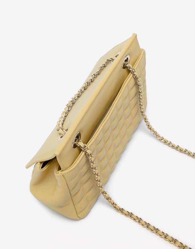 Yellow Midi Ghauri quilted leather shoulder bag