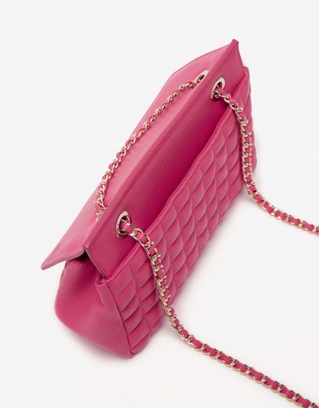 Pink Midi Ghauri quilted leather shoulder bag