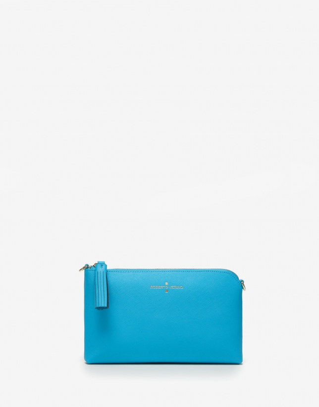 Turquoise blue Lisa Nano Saffiano clutch bag
