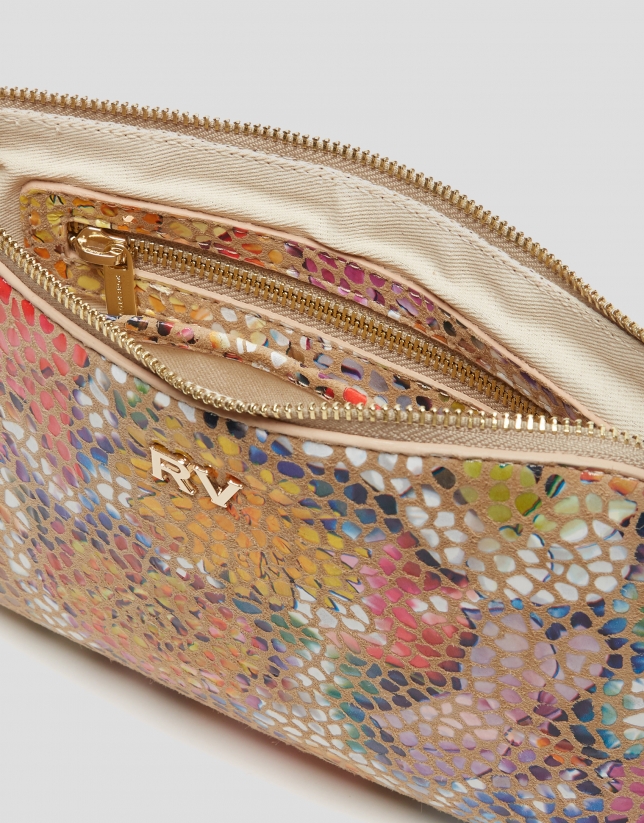 Multicolorfloral Lisa Nano leather clutch bag