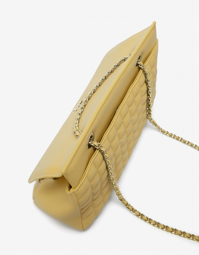 Yellow Maxi Ghauri quilted leather shoulder bag