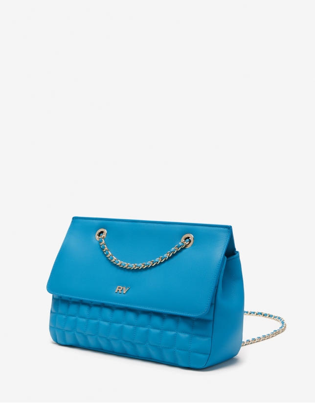 Turquoise blue Maxi Ghauri quilted leather shoulder bag