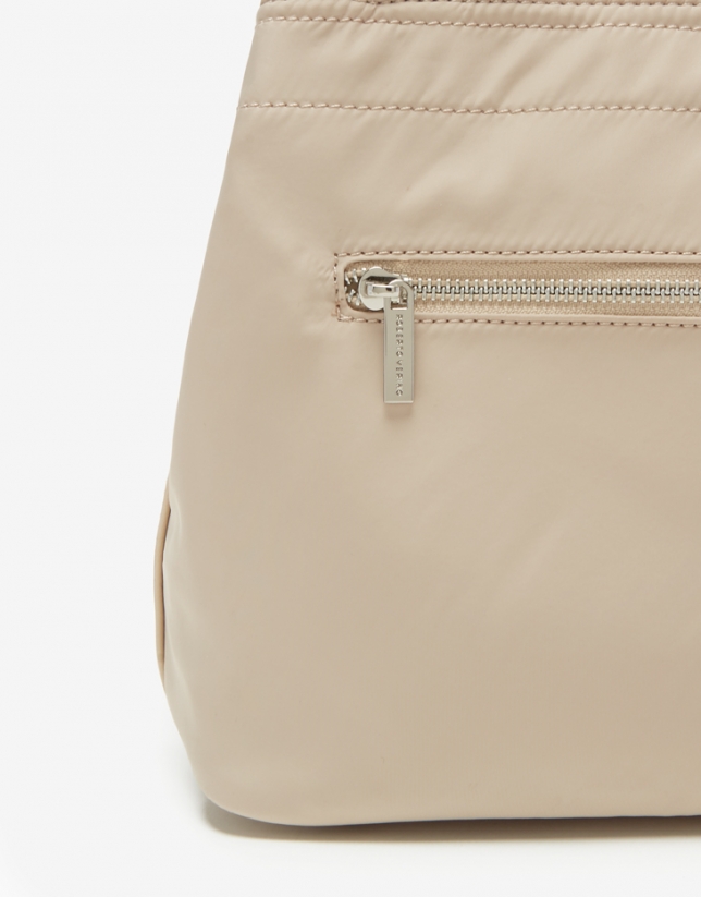 Sandy-colored nylon Roxy nano-hobo bag