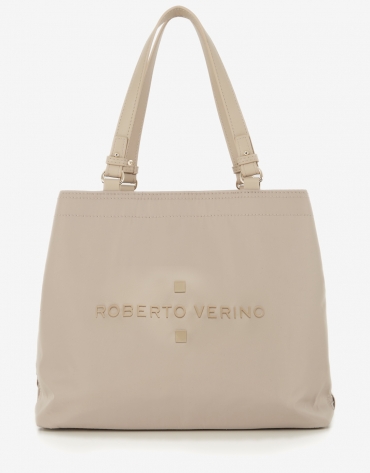 Sandy-colored nylon Roxy midi-hobo bag