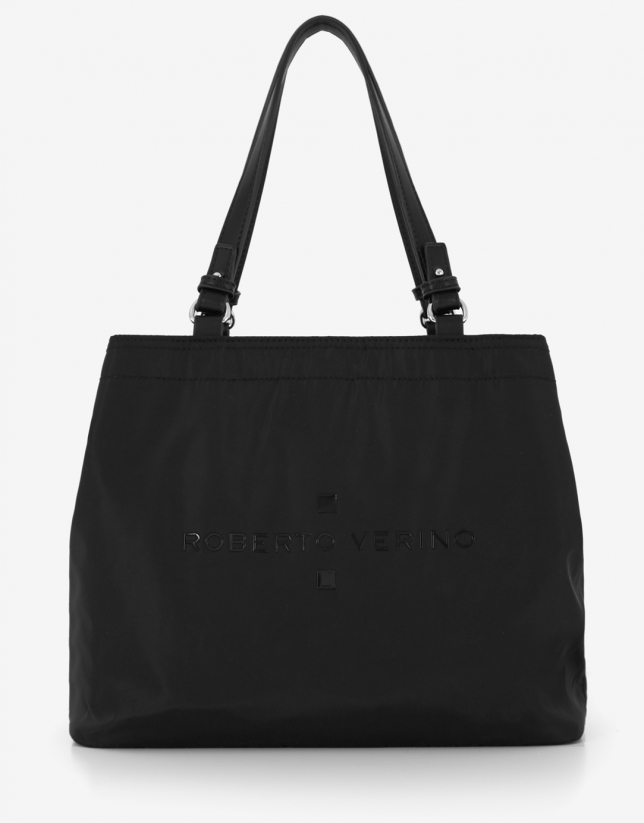 Black nylon Roxy midi-hobo bag