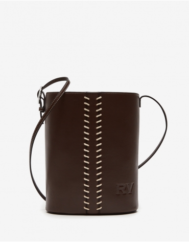 Brown leather Olivia Midi shoulder bag
