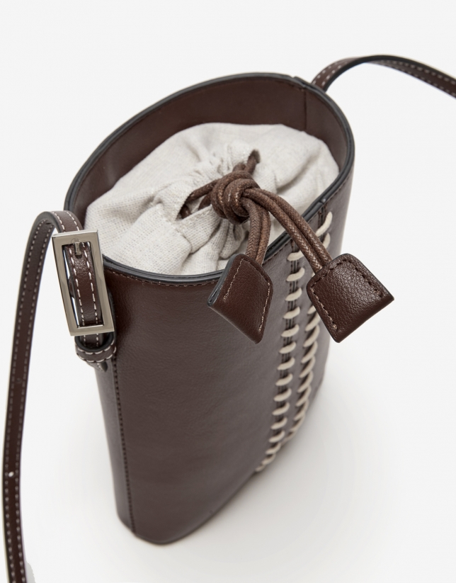 Brown leather Olivia Mini shoulder bag