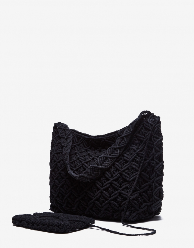 Black crocheted Maxi Hobo bag