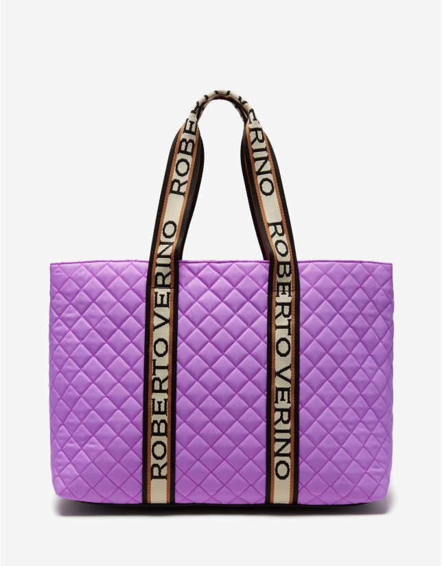 Lilac nylon Square Shopping Bag