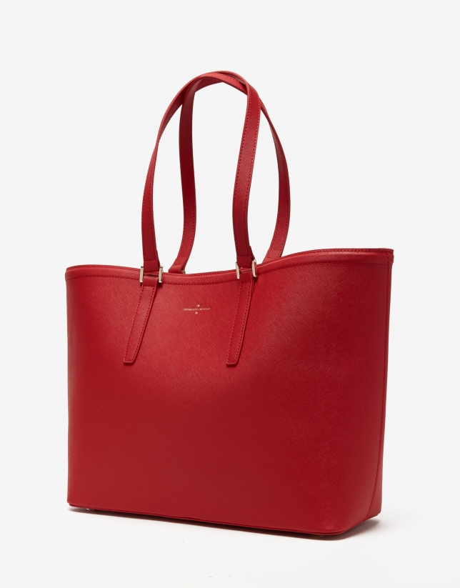 Red Saffiano leather Liliam shopping bag