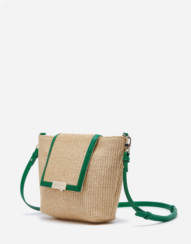 Green Ginger raffia-effect shoulder bag
