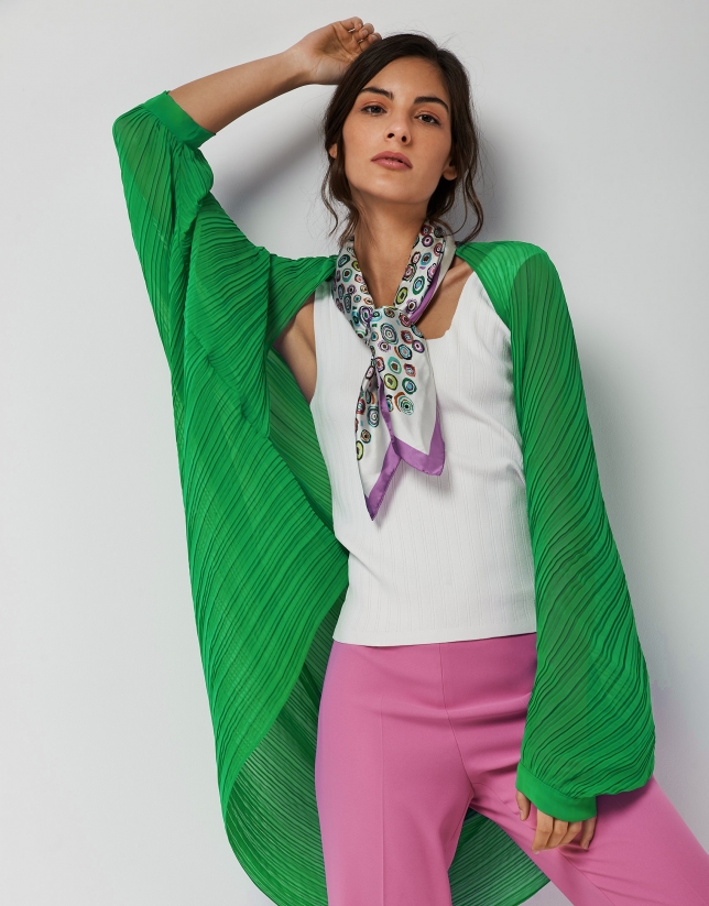 Green pleated shawl