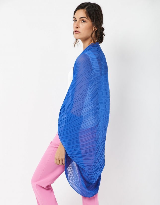 Blue pleated shawl