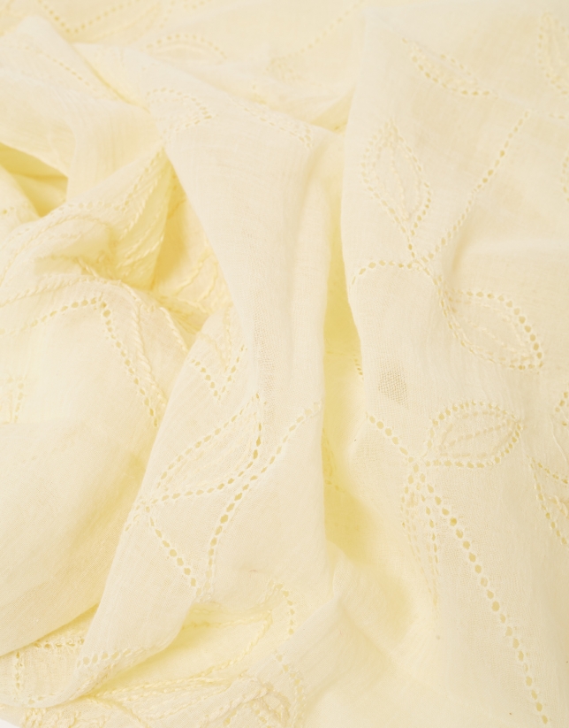 Fular algodón amarillo con bordado