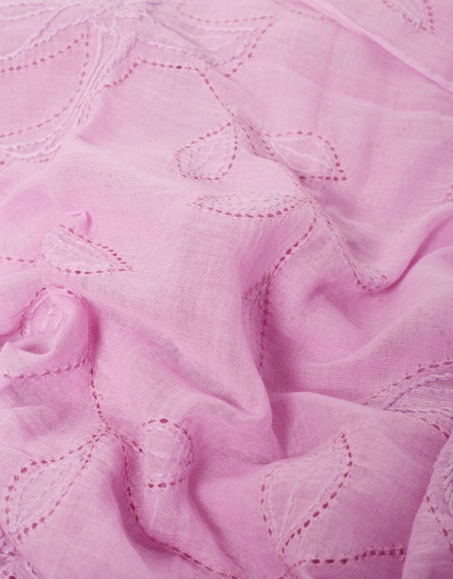 Fular algodón lila con bordado