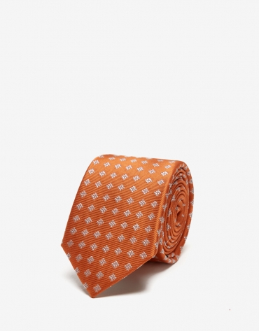 Corbata naranja jacquard crudo