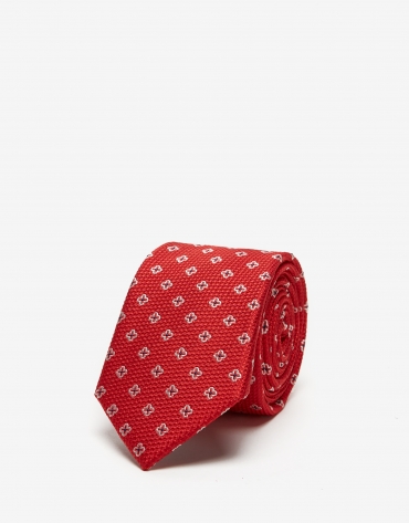 Red floral jacquard tie 