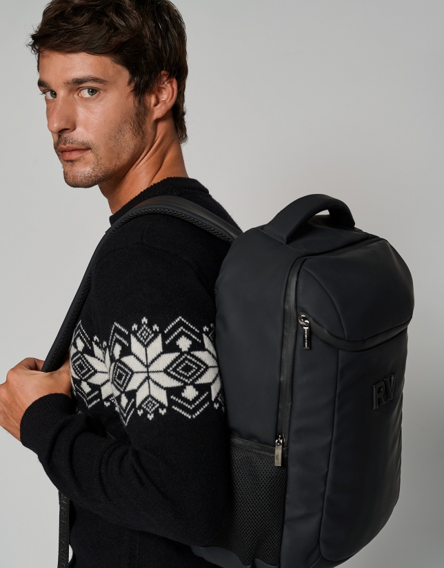 Black self-adhesive nylon backpack