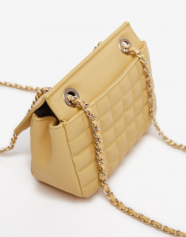 Yellow Nano Ghauri quilted leather shoulder bag