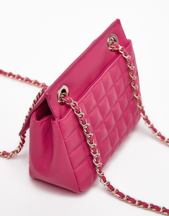 Pink Nano Ghauri quilted leather shoulder bag