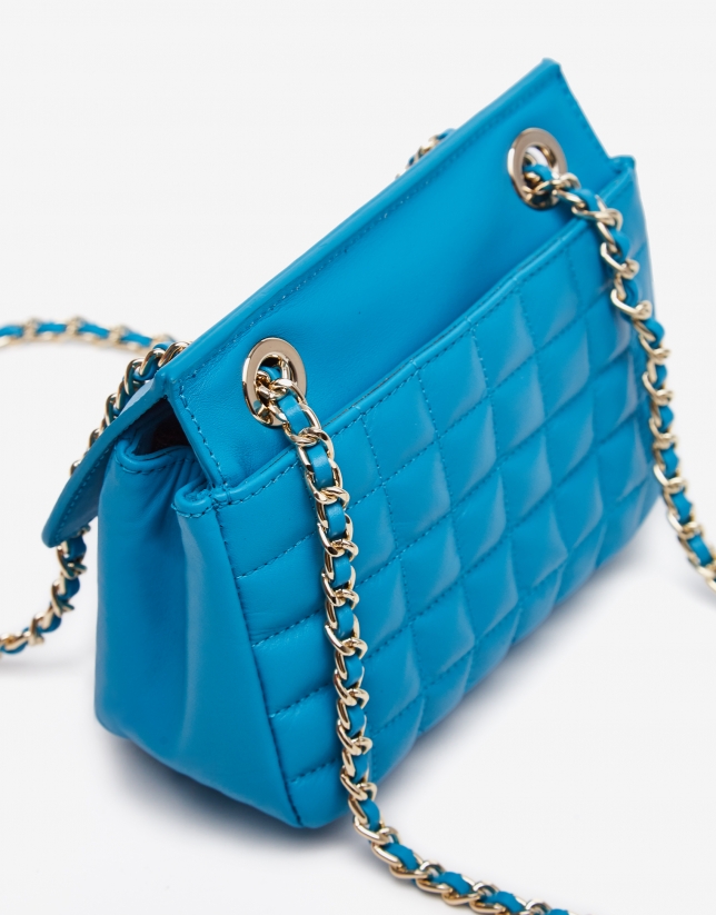Turquoise blue Nano Ghauri quilted leather shoulder bag