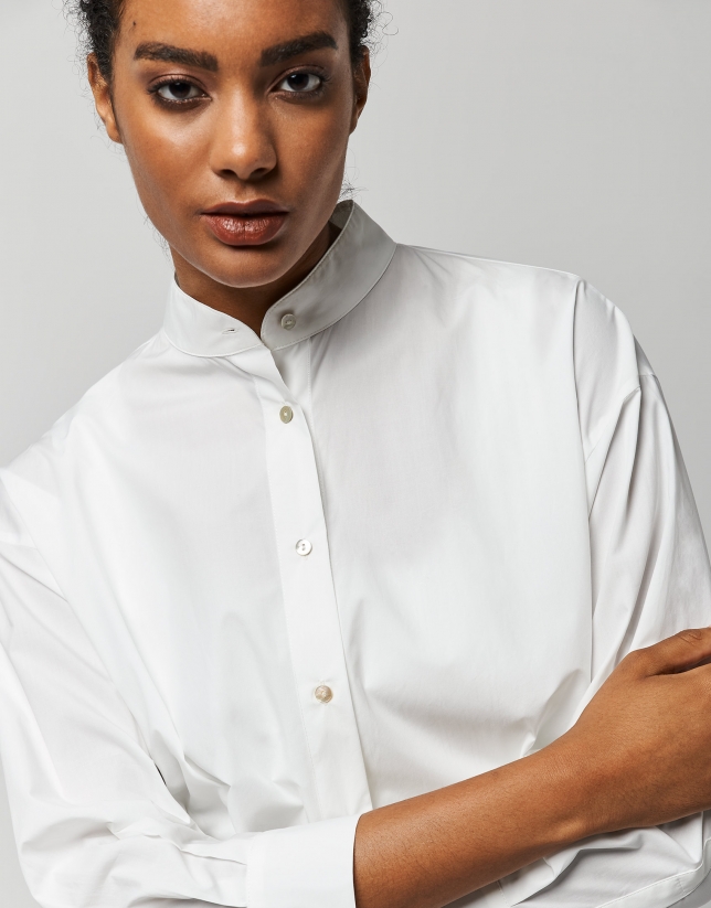 White asymmetric shirt with Mao collar