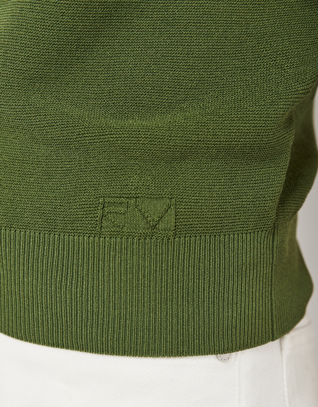 Green knit sweater with bat sleeves