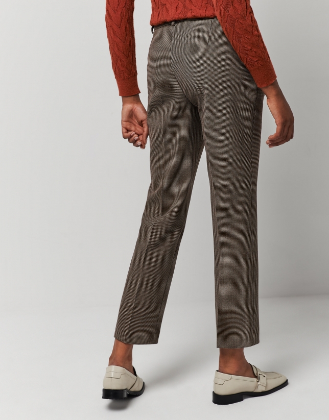 Brown houndstooth tailored pants