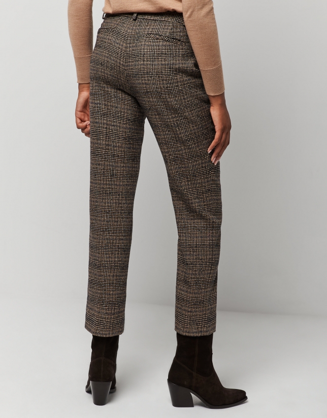 Brown checked tailored pants
