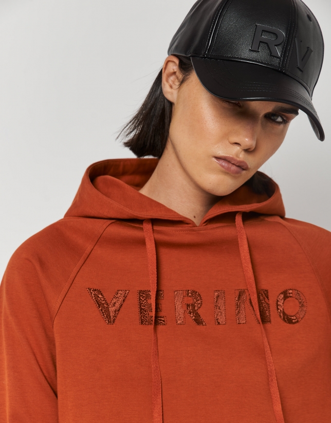 Orange sweatshirt with embroidered VERINO
