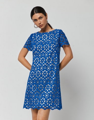 Klein blue dress with openwork fabric