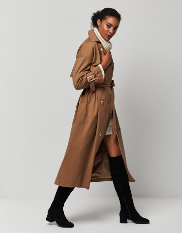 Long brown trench coat