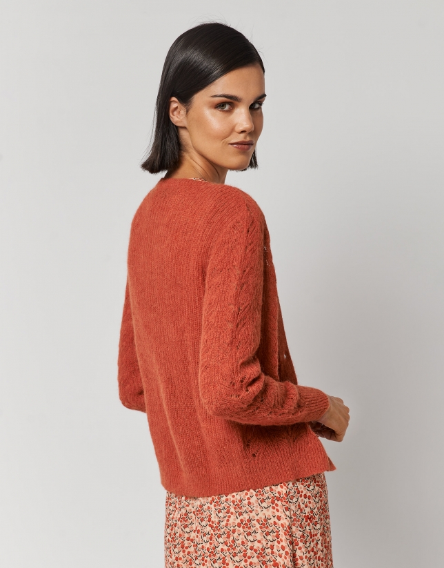 Short orange  knit jacket