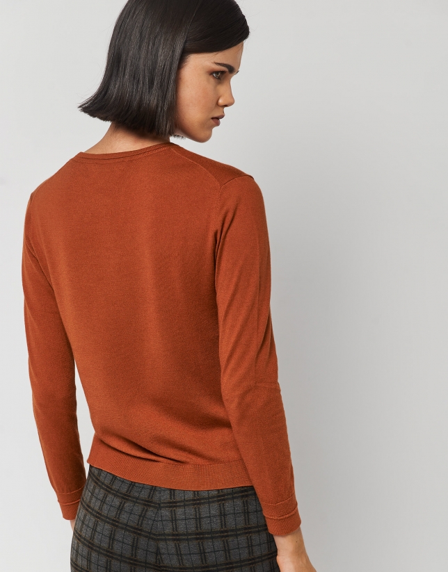 Orange fine knit sweater