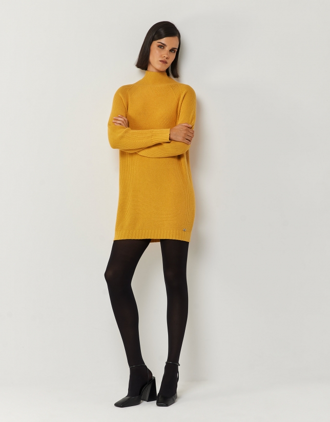 Long light yellow knit sweater