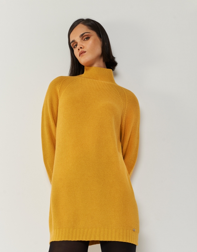Long light yellow knit sweater
