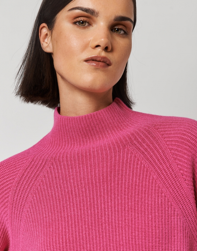 Long pink knit sweater