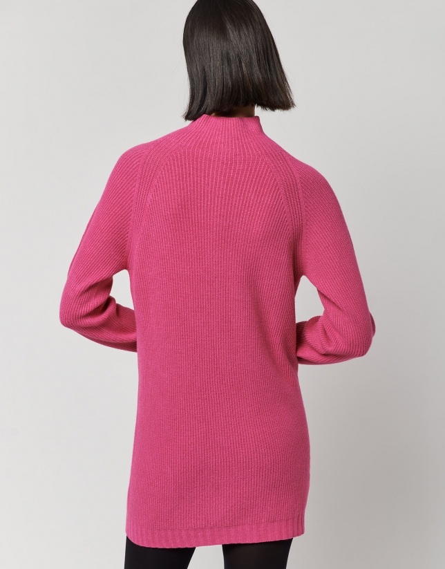 Long pink knit sweater