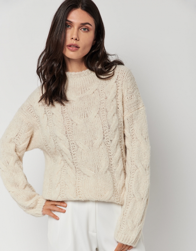 Beige thick knit sweater