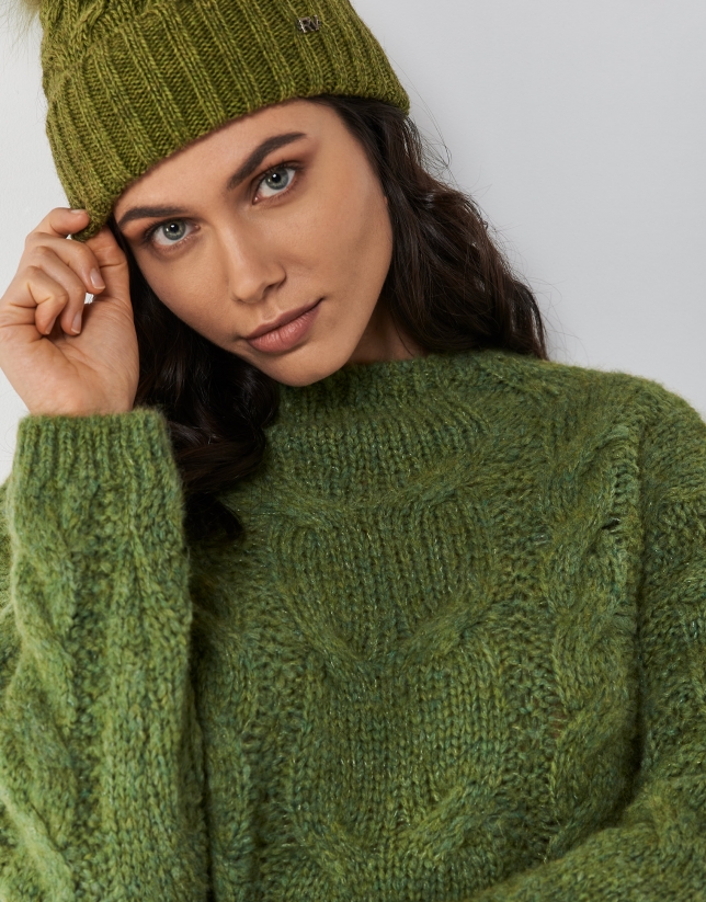 Green thick knit sweater