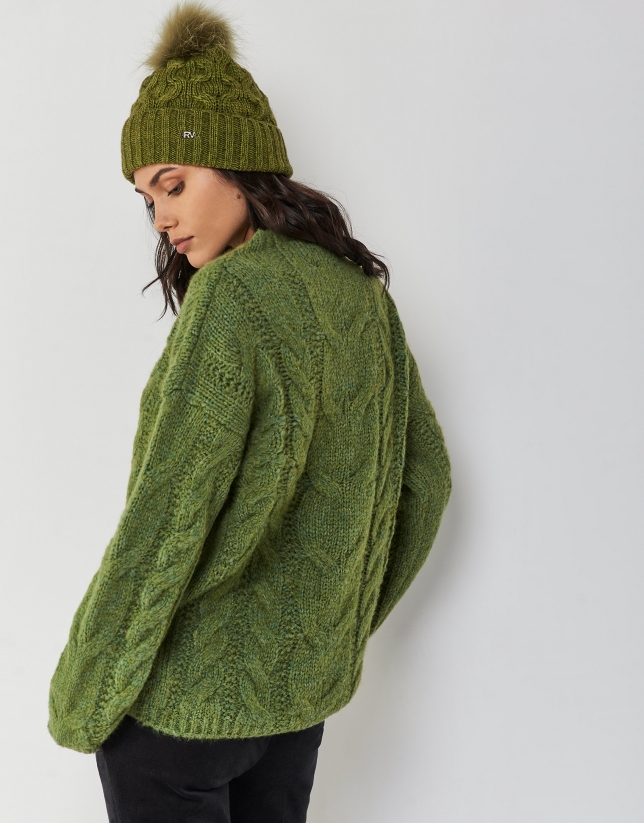 Green thick knit sweater