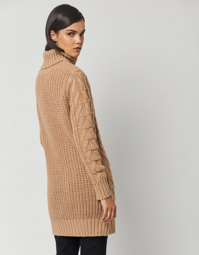 Camel thick knit sweater dress