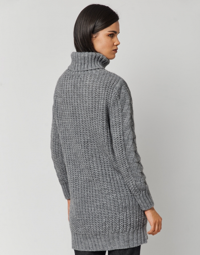 Gray thick knit sweater dress