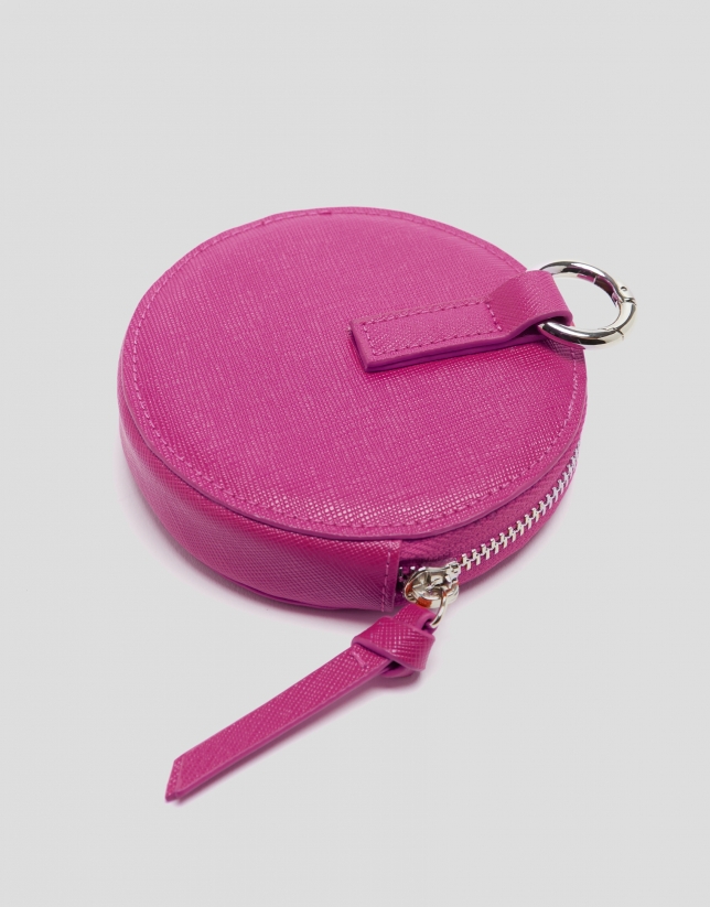 Round, pink leather Sama Purse