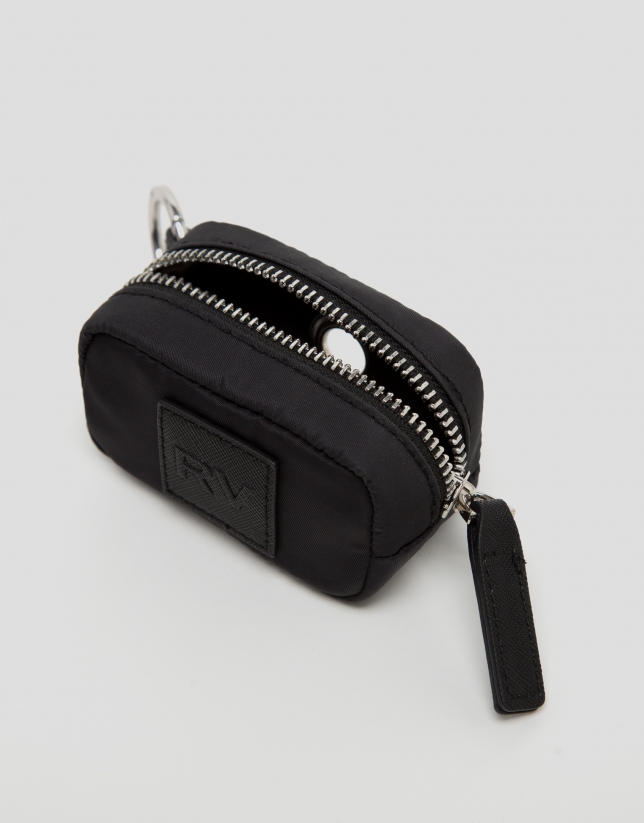 Black Dalhia nylon pouch for pet poop bags