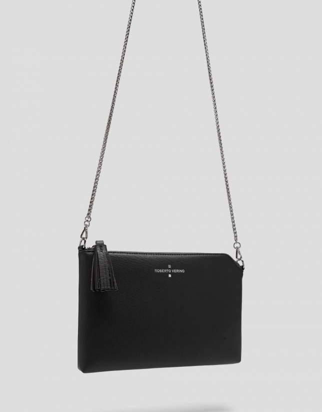 Black Lisa Saffiano clutch bag