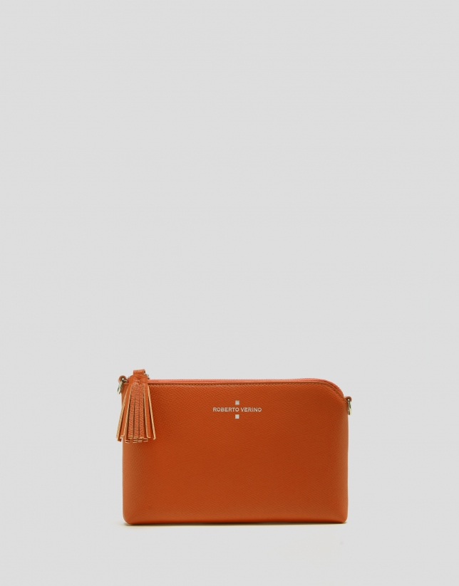 Orange saffiano leather Lisa Nano clutch bag